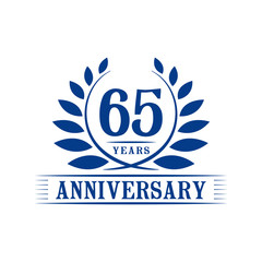 65 years logo design template. Sixty fifth anniversary vector and illustration.