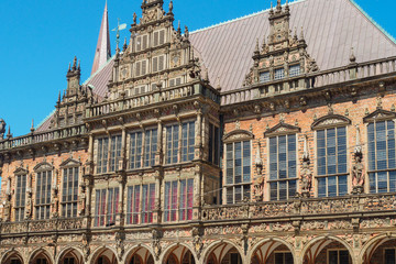 Fototapeta na wymiar View of decoration of the city hall Bremen, Germany, Europe