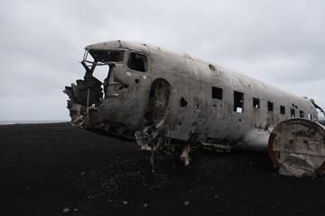 Plane crash in black and white