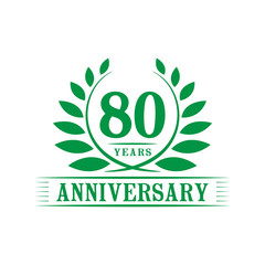 80 years logo design template. Eightieth anniversary vector and illustration.