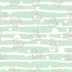 Seamless Simple Pattern with little hand drawn hearts on white background.
