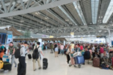 Naklejka na ściany i meble Blur picture people in international airport