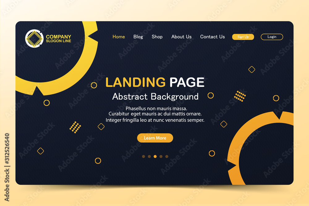 Wall mural beautiful landing page abstract background website vector template design