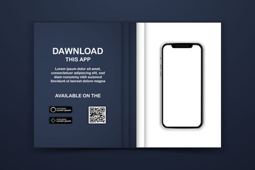 Download page of the mobile app mock-up vector