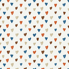 Cute scandinavian childish seamless pattern with trendy hand drawn hearts