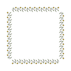 Square frame made of yellow flowers. Vector on white for your design