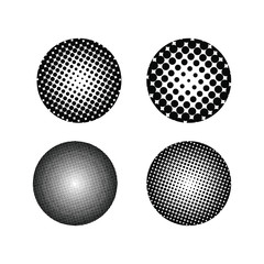 Halftone effect set. Different gradient circles in halftone effect
