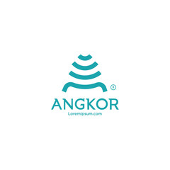 Modern minimal angkor wat style line logo template