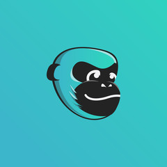 Cute monkey face mascot character cartoon illustration template for logo