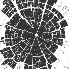 Cracked stump wood texture. Wood material surface. Vintage effect grit texture. Natural wooden stump trace. Lumber surface. Vector illustration