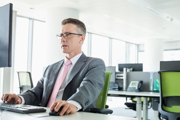 Fototapeta premium Mature businessman working on computer in office