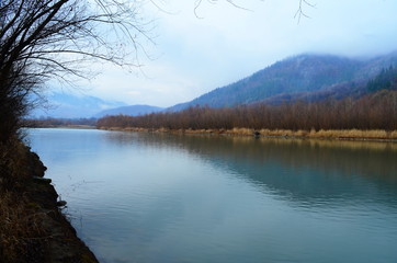Mountain river water landscape. Wild river in mountains