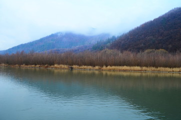 Mountain river water landscape. Wild river in mountains