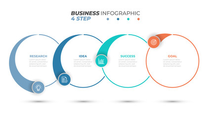 Naklejka premium Vector Infographic label design template with marketing icons. Timeline with 4 options, steps or processes. Can be used for workflow diagram, info chart, graph, presentation, web design.