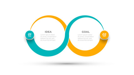 Vector Infographic design layout with 2 step or option, Creative design with marketing icons. Can be used for workflow diagram, info chart, graph, presentation.