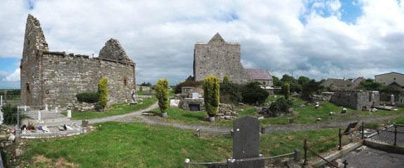 The ruins of Ardferd cathedral with cemetery in southwestern Ireland