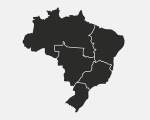 Obraz premium Map of Brazil with regions isolated on white background. Brazil map. Vector Brazilian background.
