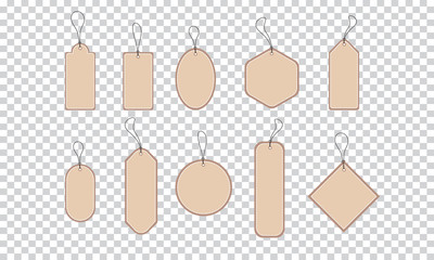 Vector set of labels template shopping labels. Blank, discount and price tags on paper. vector illustration