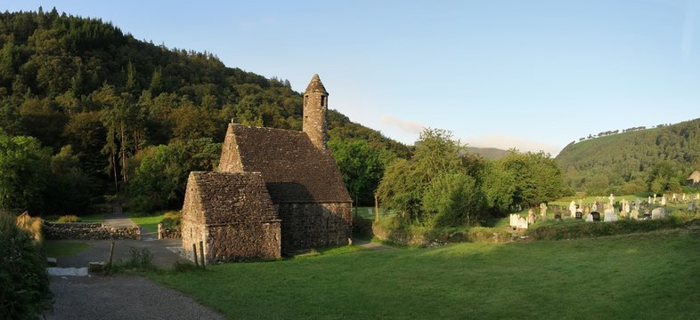 Saint Kevin's Kitchen in Glendalough - early Medieval monastic settlement near Dublin in Ireland