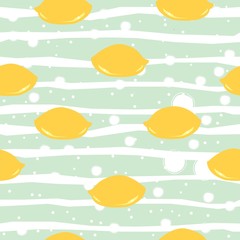 Simple Yellow Lemon Pattern. Seamless Pattern. Flat Design.