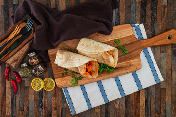 bacon chicken wrap - meat of chicken buttle in rest of bacon fume cooked