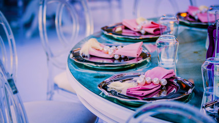 Elegant decorated wedding table set