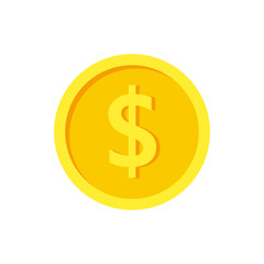 Vector dollar bank note and coin, icon illustrations and vector