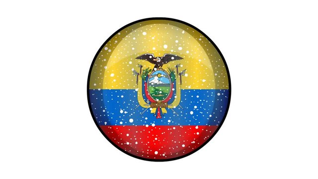 Animated Ecuador flag cartoon illustration with glitter animation