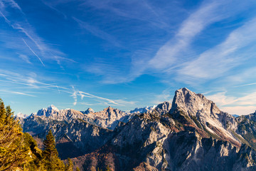 Sunny autumn day at the mount Tersadia in the italian alps