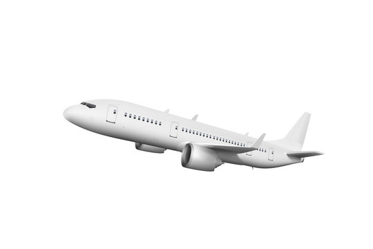 3D White Abstract Airliner Take Off On White