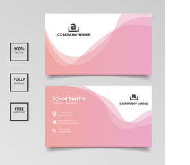 Minimalist business card. gradient pink color horizontal simple clean template vector design