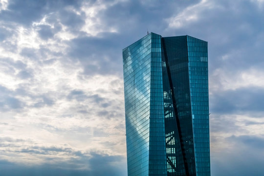 facade of ECB in cloudy weather