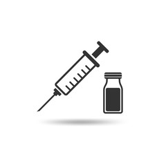 Injections and medicines Vaccine and syringe Vector icon illustration