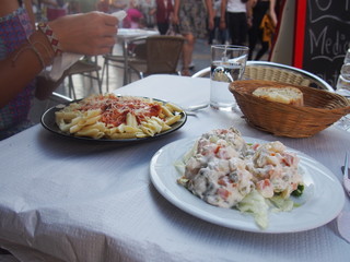 Typical dinner of spain, Camino de Santiago, Way of St. James, Journey from Mansilla de las Mulas to Leon, French way, Spain