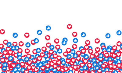 Like and heart icons background, vector illustration