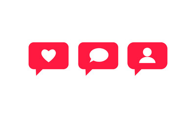 Social media set notifications icons. like, follower, comment. Vector illustration