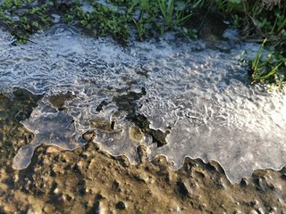 Luftblasen unter Eisschicht - Bubbles unter ice structure