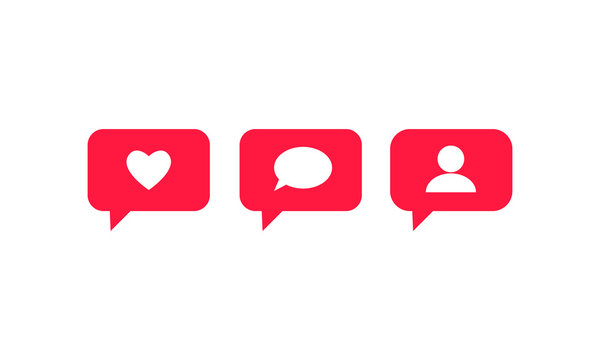 Social media set notifications icons. like, follower, comment. Vector illustration