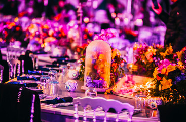 Flower design at gala or wedding celebration