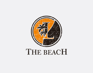 Fototapeta premium L Palm Beach Logo, Circle L Icon Logo