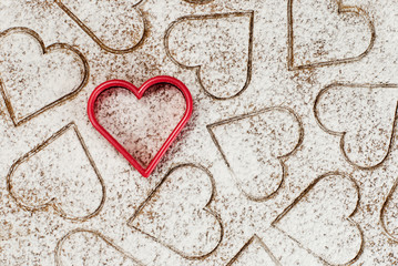 Background of heart shaped cookies for Valentine's day