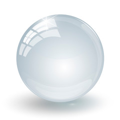 Crystal glass ball on a white background