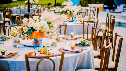 Flower decor for gala or wedding celebration