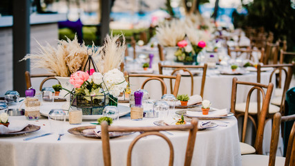 Flower decor for gala or wedding celebration
