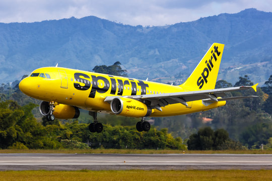 Spirit Airbus A319 airplane Medellin airport