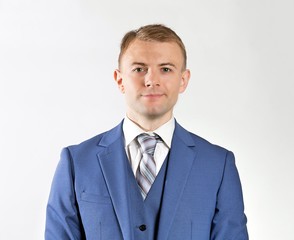 Portrait of young man isolated on white background