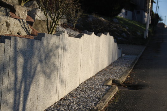Grey granite stone property barrier