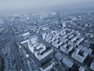 Naklejka na ściany i meble Residential area of Kiev (drone image).