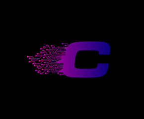 C Data Digital Connection Logo, Fast C Letter Logo Icon