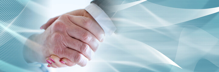 Business handshake; panoramic banner